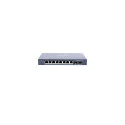Switch PoE administrable víaa web, 8 puertos 10/100 + 2 combo Gbe