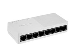 Switch compacto 8×10/100Mbps, sin gestión, con protección 2kV y eficiente para redes SOHO.