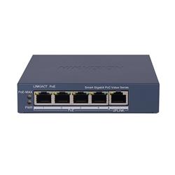 Switch Gigabit, no administrable, 4 Puertos 1000 Mbps PoE, más 1 Puerto 1000 Mbps de Uplink