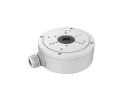 Caja de unión de aluminio para cámaras dome, resistente y apta para exteriores.