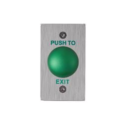 Botón REX tipo hongo color verde, base rectangular metálica