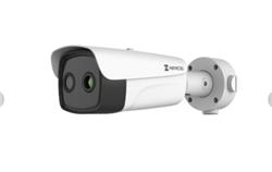 Cámara IP bullet biespectral con sensor térmico de 384×288px y óptico de 4MP, ideal para detección p