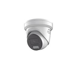 Cámara IP turret de 4 Mpx, lente 2.8 mm, 30 m IR + 30 m Luz Blanca, IP67, Luz Intermitente y Alerta 