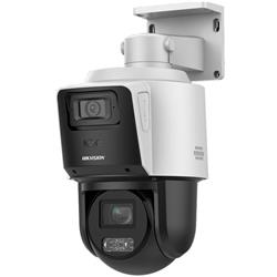 PTZ TandemVu Hikvision, doble canal (bullet fijo + PTZ 4x), 2MP, DarkFighter, detección humano/vehíc